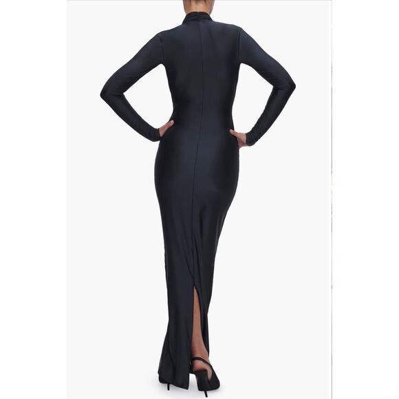 Good American Black Cowl Neck Jersey Zip Slit Dress Small NWOT - Picture 10 of 12